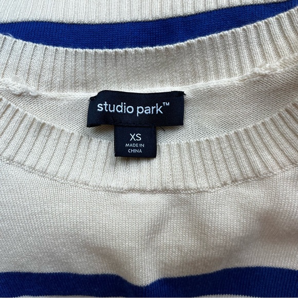 Blue and White Stripe Sweater, XS - Picture 5 of 5